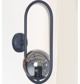 Resim Luzarana Zenga Antrasit Metal Gövde Füme Camlı Tasarım Aplik 