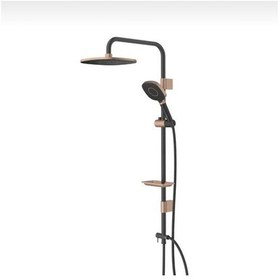 Resim İsaoğlu Yapı Bakır Duş Seti Bakır Tepe Yağmurlama Duş Sistemi Batarya Dahil Komple Set Bronz Siyah Duş Bakır 