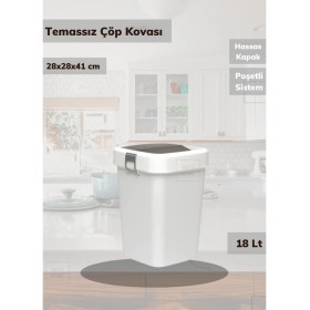 Resim Jet’s Home Banyo Çöp Kovası 18 Lt Temassız Çöp Kutusu Beyaz 