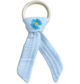 Resim Pamuk Muslin Bebek Diş Kaşıyıcı Yıkanabilir Ahşap Desenli Mvi Mavi 