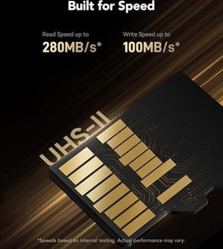 Resim Lexar GOLD 128GB Mikro SD Kart, microSDXC UHS-II Bellek Kartı, V60, U3, A1, C10 microSD Kart, 280MB/s'ye kadar Okuma, Drone/Aksiyon Kamerası/UHS-II Taşınabilir Oyun Cihazı için (LMSGOLD128G-BNNNG) 