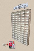 Resim ERSOY HOME Ahşap Eğimli Dekoratif Duvar Araba Rafı( 70 Araçlık-hızlı Yapıştırıcı Hediye) 
