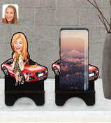 Resim Bk Gift Kişiye Özel Kadın Patron Karikatürlü Ahşap Biblo Telefon Standı-2 
