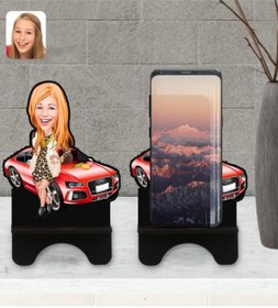Resim Bk Gift Kişiye Özel Kadın Patron Karikatürlü Ahşap Biblo Telefon Standı-2 