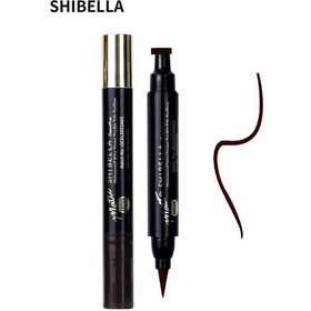 Resim Shibella Kahverengi Çift Uçlu 24 Saat Dayanıklı İnce Damgalı Eyeliner Kutusuz 