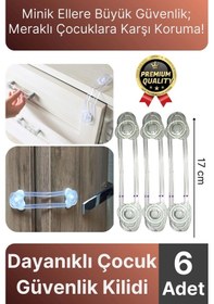 Resim Yeni Üretim Ayarlanır Dolap Çekmece Kapağı Koruma Aparatı Bebek Çocuk Güvenlik Kilidi 6 Adet 17 Cm Çok Renkli 