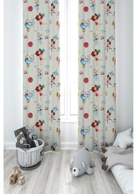 Resim Mekta Home Bebek Ve Çocuk Odası Renki Sirk Desenli 2 Kanat Fon Perde 
