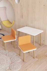 Resim POFİTTO Yaz-sil Yüzey Çocuk Masası-aktivite Masası-çocuk Çalışma Masası Takımı 2 Adet Sandalyeli Kılıflı 