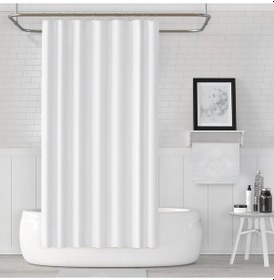 Resim Beyaz Banyo Perdesi Tek Kanat 180x200 Cm Polyester Kumaş Duş Perdesi Su Geçirmez Banyo Duş Perdesi Küvet Perdesi Beyaz Düz Renk Banyo Perdesi Siyah 