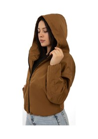 Resim Kadın Taba Kapüşonlu Su Ve Rüzgar Geçirmez Cepli İçi Astarlı Oversize Yağmurluk Taba 