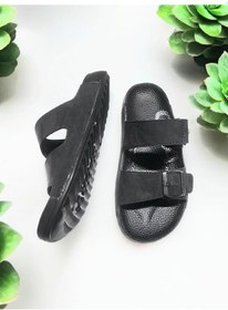 Resim Tokalı Ve Cırtlı Class Rahat Taban Ev Ve Dışarı Terliği Siyah 