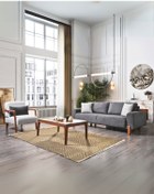 Resim Velura Home & Living Astana Bohem Koltuk Takımı 3 1 & Mekanizmalı Genişleyebilir Yataklı Koltuk - Antrasit Bukle Kumaş 