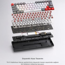 Resim Torima Oyuncu Klavyesi Rgb Işıklı Mekanik Şarjlı Kablosuz Blue Switch Q Klavye TK11 Beyaz 