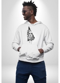 Resim Poseidon Felsefe Kadın Erkek Beyaz Kapüşonlu Sweatshirt Hoodie Beyaz 