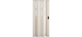 Resim Faran Dekorasyon 130 x 215 Beyaz Renk Camlı Pvc Akordiyon Katlanır Kapı - Frnakmodel-58 