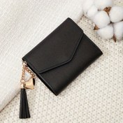 Resim MIYIN Kompakt Kadın Cüzdanı - Şık Siyah, Taşınabilir Altın Tonlu Çıtçıt Kapatmalı ve Püskül Detaylı Bozuk Para Cüzdanı, Günlük Kullanım için Hafif Çok Fonksiyonlu Tasarım, Günlük Cüzdan | Püskül Süsü | Zarif Tasarım, Mini Cüzdan 