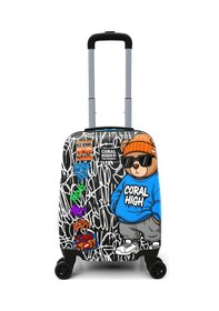 Resim Coral High Kids Grafiti Ayıcık Desenli Çocuk Valizi 16698 Siyah - Mavi 