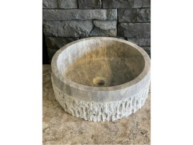 Resim Silver Traverten Taş Dekoratif Patlatma Modeli Lavabo 