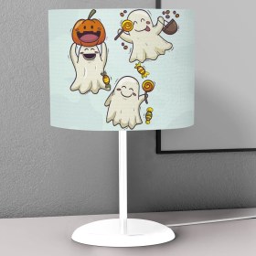 Resim instababyrooms Sevimli Hayalet Kedi Desenli Çocuk Odası Dijital Baskılı Çocuk Odası Masaüstü Abajur Avize 