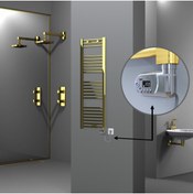 Resim Radiva HAITI Elektirikli Havlupan 400x1200 Düz Altın (KTX3 Termostat) 300W Spiral Kablolu 