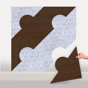 Resim Kendinden Yapışkanlı Parke Pvc Zemin Kaplama Duvar Paneli Mermer Teak 40X40 cm 0,64 M²/4 Adet 