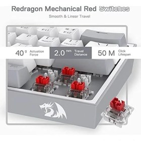 Resim Uray Home Redragon K617-RGB 16,8 Milyon Rgb Aydınlatma, Red Switch Fizz%60 Q Türkçe Kablolu Mekanik Oyuncu Klavyesi Beyaz Gri 
