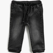 Resim Erkek Bebek Belden Bağlamalı Jean Pantolon Comfort Strech Pamuklu 