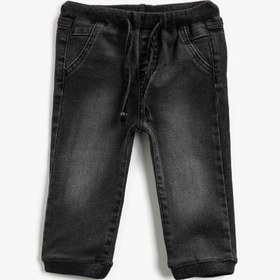 Resim Erkek Bebek Belden Bağlamalı Jean Pantolon Comfort Strech Pamuklu 