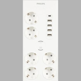 Resim Philips SPN7060WA Akım Korumalı Priz 6'lı 900J 2m 4 USB 20W 1 Type-C 15W, Standart 