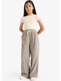 Resim Defacto Kız Çocuk Wide Leg Beli Lastikli Geniş Paça Pantolon F3845a825wngr513 Gri-gr513 