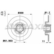 Resim BRAXIS ARKA FREN DISK AYNASI LAGUNA III LATITUDE 1.5DCI/1.6/2.0 RULMANLI/300/11MM BRAXIS AD0388 