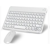 Resim TezMax Piranha 8032 8" Uyumlu Kablosuz Bluetooth Şarj Edilebilir Yuvarlak Tuşlu Klavye Mouse Seti - Beyaz 