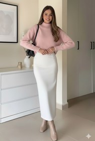 Resim CNG MODA Scuba Beli Lastikli Kalem Etek 