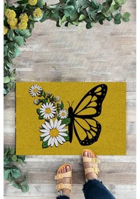 Resim Sarı Kelebek İç Ve Dış Kapı Önü Paspası, Dijital Baskı Paspas 