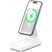 Resim 003 10000mah Güç Bankası Katlanabilir 15w Manyetik Kablosuz Şarj Cihazı Telefon Standı Beyaz 