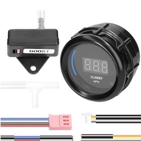 Resim 52mm Siyah Abs+metal Turbo Göstergesi, Lcd Ekranlı, Alarm Fonksiyonlu Otomobil Modifikasyon Gauge 