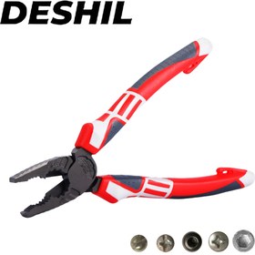 Resim DESHIL Ağır Hizmet Tipi Elektrikçi Pensesi, 20.32cm/17.78cm/15.24cm - Teflon Kaplamalı Ergonomik Kaymaz Tutuş ile Dayanıklılığı Artırılmış, Yan Kesiciler, Vida Soyucu ve Endüstriyel Kullanım için Sıkma Özelliği ile Çok Fonksiyonlu Araç, Hızlı Paslanmaz Bağlantı Elemanları Çıkarma 