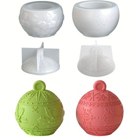 Resim DTOHO Yeniden Kullanılabilir Silikon Kalıp - Reçine/Alçı/Çimento için Noel Mum Kavanozu Kalıbı, Kapaklı & Kar Tanesi Meyve Saklama Kutusu, Yuvarlak DIY El Sanatları Kalıbı, Beton Süsler, Mumluklar, Tatil Dekorasyonları için, Tüm Silikonlarla Uyumlu (Dahil Değil) 