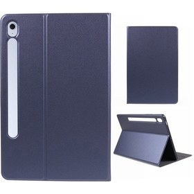 Resim Samsung Uyumlu Galaxy Tab S10 Fe+ Plus Kılıf Pu Deri Katlanır Stand Tablet Koruyucu Kılıf - Mavi Tablet Kılıfı 