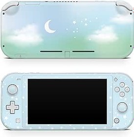 Resim Tacky design Nintendo Switch lite Cilt ile Uyumlu Bulut Kaplaması, Pastel Yıldızlı Anahtar Yeşil Gökyüzü Vinil 3m Çıkartmalar Ay Tam Sarma Kapak 