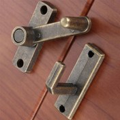 Resim Vintage Tarzı Antika Bakır Kayar Cıvata Kilit Kolu, 1'li Set, Güvenlik Zincirli Kapılar için Metal Kapı Cıvatası Kilit, Ev Donanım Aksesuarları 
