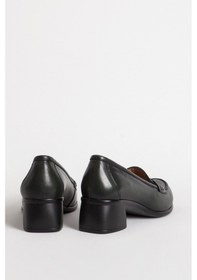 Resim Dericlub 04045 Hakiki Deri Kadın Topuklu Ayakkabı Haki 