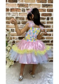 Resim Mnk Baby & Kids Riot Of Colors Kokosh Kız Saten Parti Elbisesi 001 