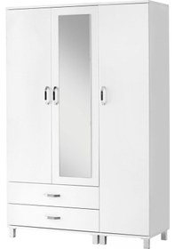 Resim 3 Kapılı 2 Çekmeceli Gardrop Aynalı Elbise Dolabı 120x46x189cm 001 