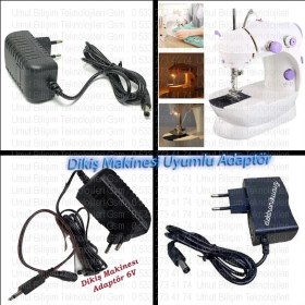 Resim Mini Pedallı Ev Tipi Dikiş Makinesi Adaptörü 4ADET Pille Çalışan Modeller Içindir.pratik El Tipi Dikiş Makinesi 