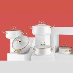 Resim Silver 5'li Emaye Tencere Seti Beyaz 