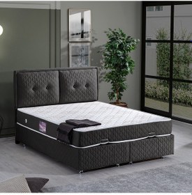 Resim Setaymobilya Baza, Vectra Çift Kişilik Baza + Başlık + Deluxe Yatak, Antrasit 