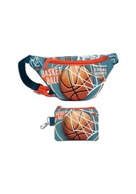 Resim Coral High Erkek Çocuk Nefti Turuncu Basketbol Desenli Bel Çantası Ve Bozuk Para Cüzdanı Set Çok Renkli 