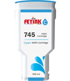 Resim FEYİNK ® HP 745 Cyan (C) Mürekkep Dolumlu Kartuş 300 ml Mavi 
