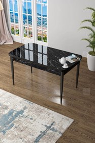 Resim Canisa Concept Zen Serisi 80x132 Açılabilir Mdf Siyah Mermer Desen Mutfak Masası 